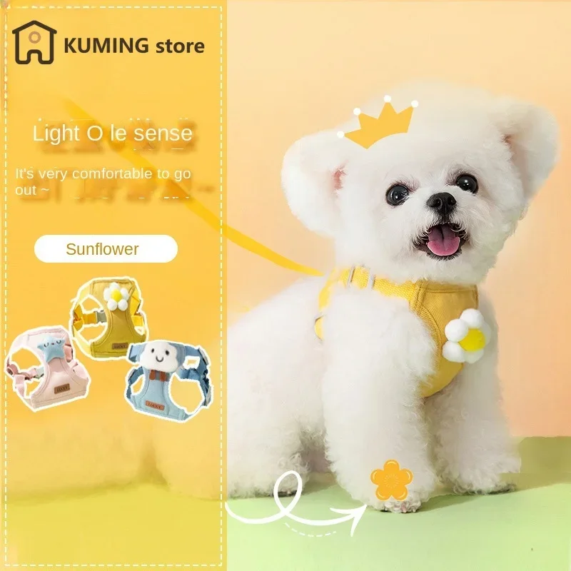 

3D Cartoon Pet Chest Strap Traction Rope Teddy Walking Dog Breathable Vest Rope Pet Dot Cat Outdoor Prevent Loss Products