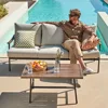 Patio 3 Seats Sofa Outdoor Loveseat,Patio Furniture Metal Outdoor Sofa with Wicker Backrest & 6 Inches Cushion,Outdoor Furniture 6
