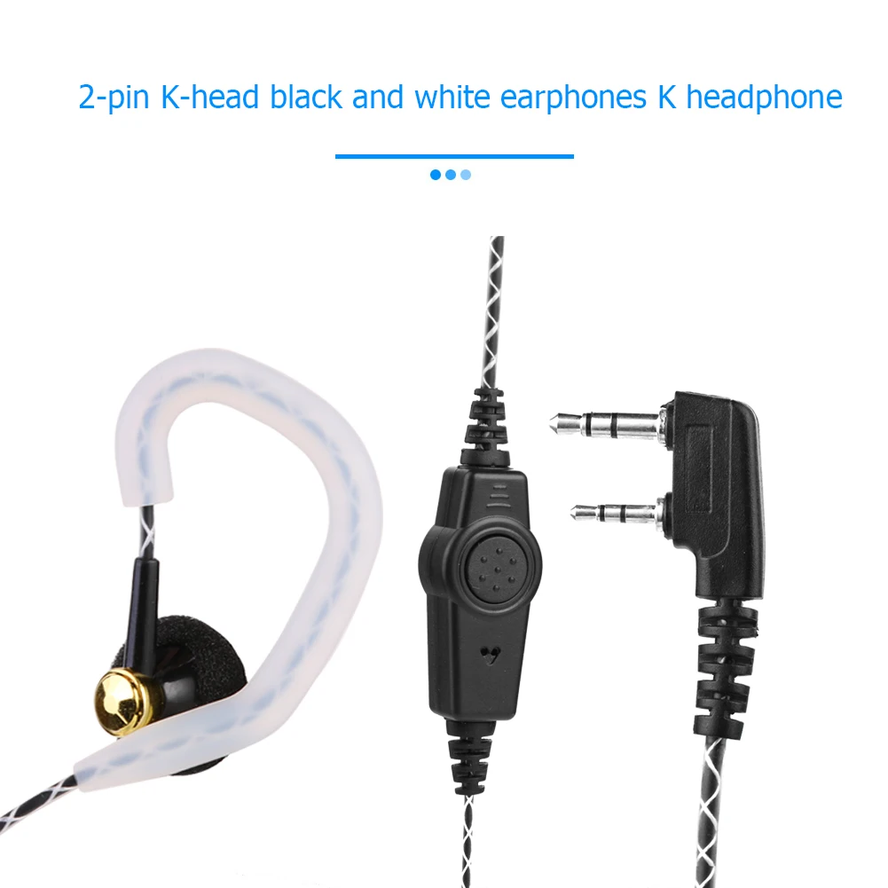 HB-70 2 Pins K-Type PTT Earpiece Headset Microphone 1.2m Walkie-Talkie Earphones For BAOFENG For Kenwood KPG/ TH/ TK For PUXING