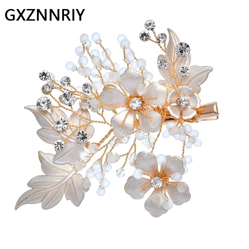 

Crystal Flower Hairpins Gold Color Hair Clips for Women Jewelry Bridal Wedding Hair Accessories Bride Headpiece Bridesmaid Gift