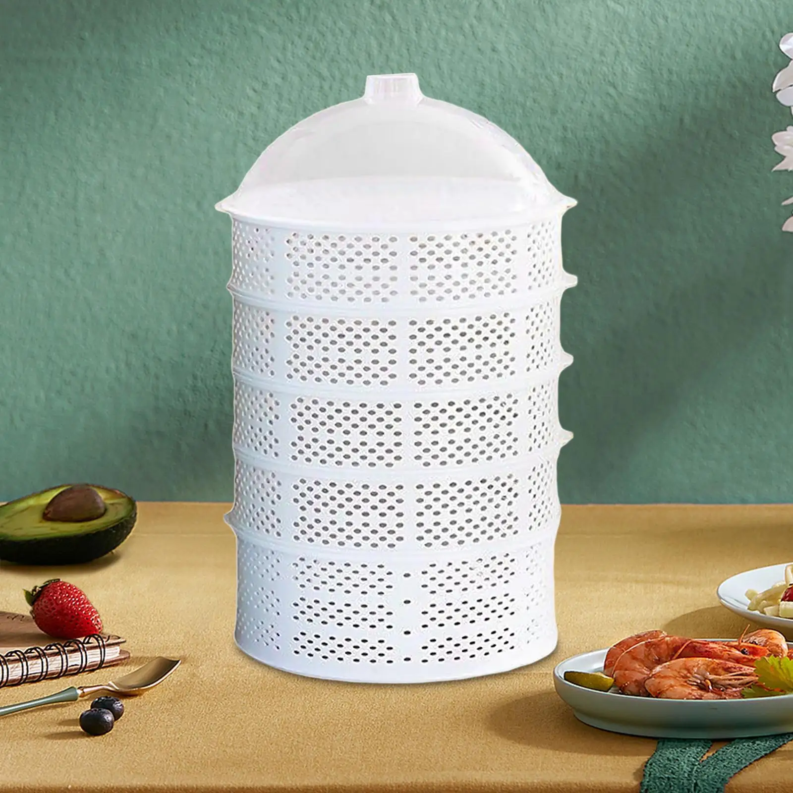 6 Layer Food Cover with Lid Multifunctional Vegetable Fruit Storage Tray for Outdoor Indoor Picnic Party Barbecue Kitchen