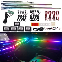 차량용 LED 아크릴 가이드 광학 섬유 장식 범용 주변 조명, 분위기 인테리어, RGB 심포니, 64 색, 14 in 1, 18 in 1