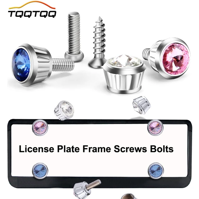 License Plate Frame Screws Bolts Crystal Rhinestone Anti-Theft