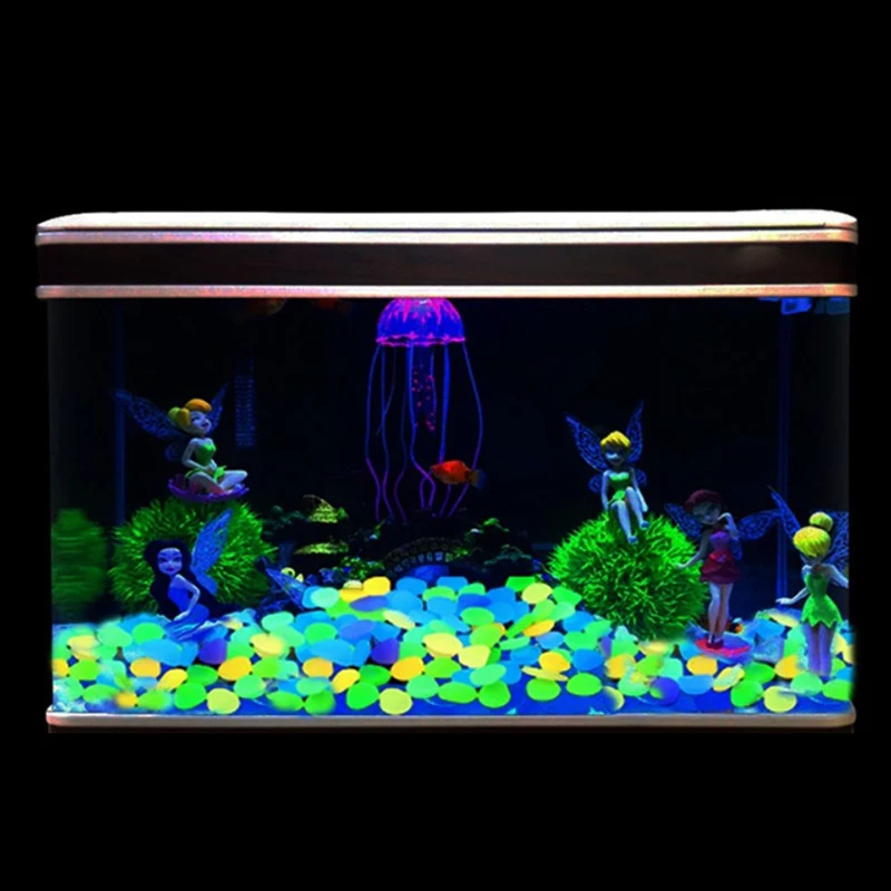 Glow Stones 100Pcs/Bag Mixed Color Outdoor Luminous Stones Glow In Dark Garden Pebbles Fish Tank Decoration