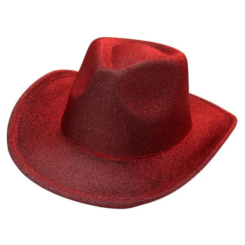 

Frosted Top Hat Western Cowboy Hat Roll Brim Cowgirl Fedora Hat Party Felt Cap Artistic Temperament Sun Hat for Women Men