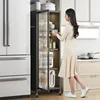 Modern Metal Kitchen Cabinets Multi-layer Storage Rack with Wheels Refrigerator Seam Cabinet Home Kitchen Bowl Storage Cabinet Y 1