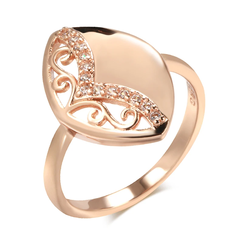 585 Rose Gold Ring For Women Hollow Flower Ethnic Bride Wedding Natural Zircon Rings Fine Jewelry wedding rings fashion rings engagement rings zircon rings bohemian rings