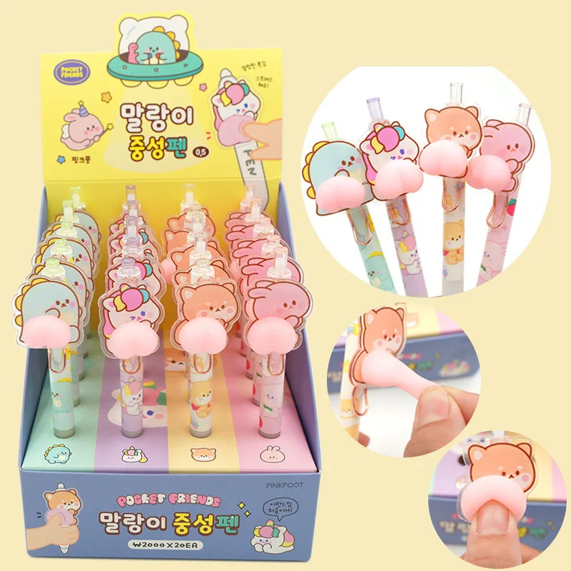 

40 pcs/lot Cartoon Animal Dog Unicorn Butt Gel Pen Cute 0.5mm Black Ink Signature Pens Stationery Gift Office School Supplies