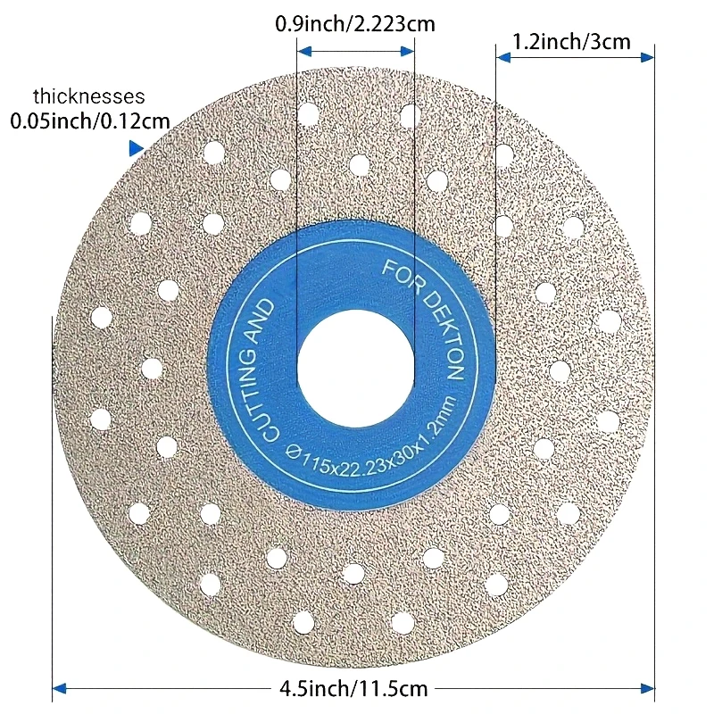 새로운 1개 세트 세라믹 및 화강암 타일용 습식 및 건식 사용 가능 115mm 헤비듀티 다이아몬드 절단 톱