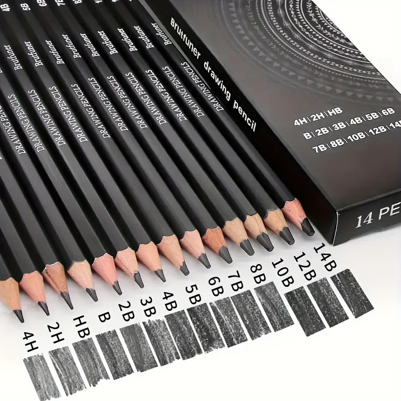 Professional Art Drawing and Sketching Pencil Set 4H/2H/HB/B/2B/3B/4B/5B/6B/7B/8B/10B/14B Writing Stationery - 4