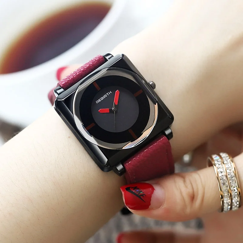 

Top Square Women Bracelet Watches Contracted Leather Crystal WristWatches Women Dress Ladies Quartz Clock Dropshiping