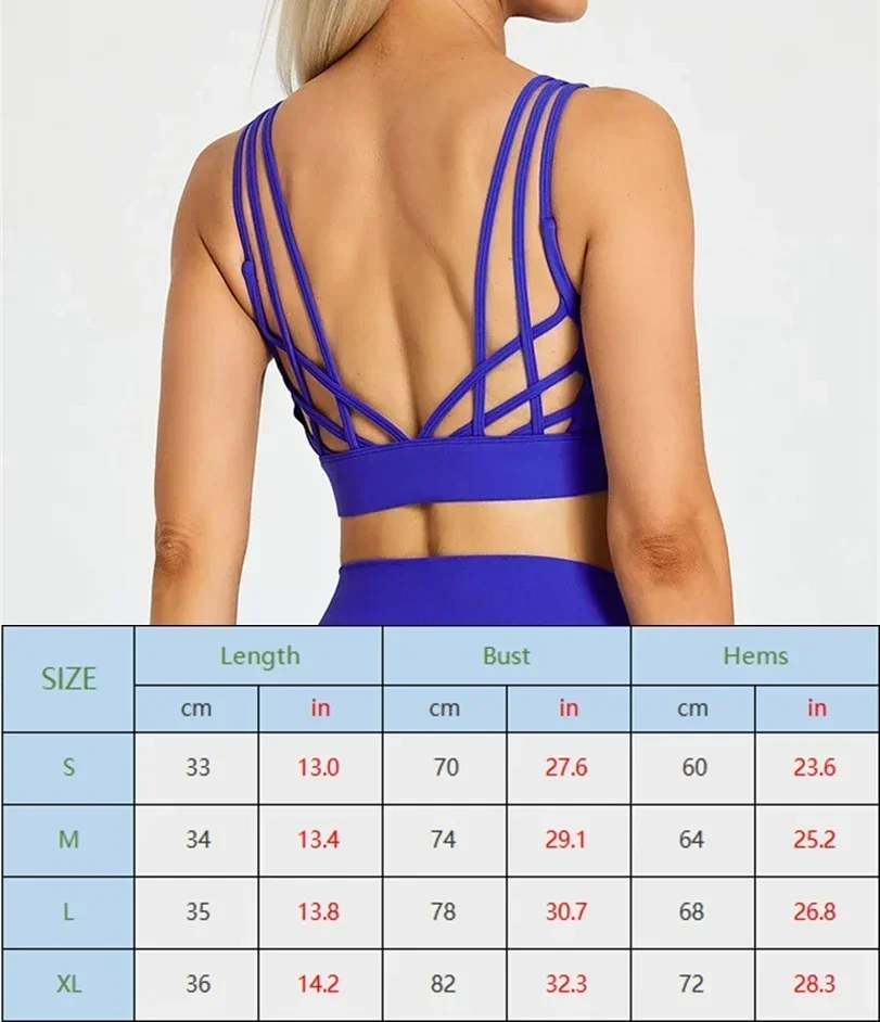 Description Picture 2 of itemLemon Women Fitness Bra Tight Sport Tank Top Tight Gym Underwear Yoga Vest Back Cross Shoulder Strap Chest Pad