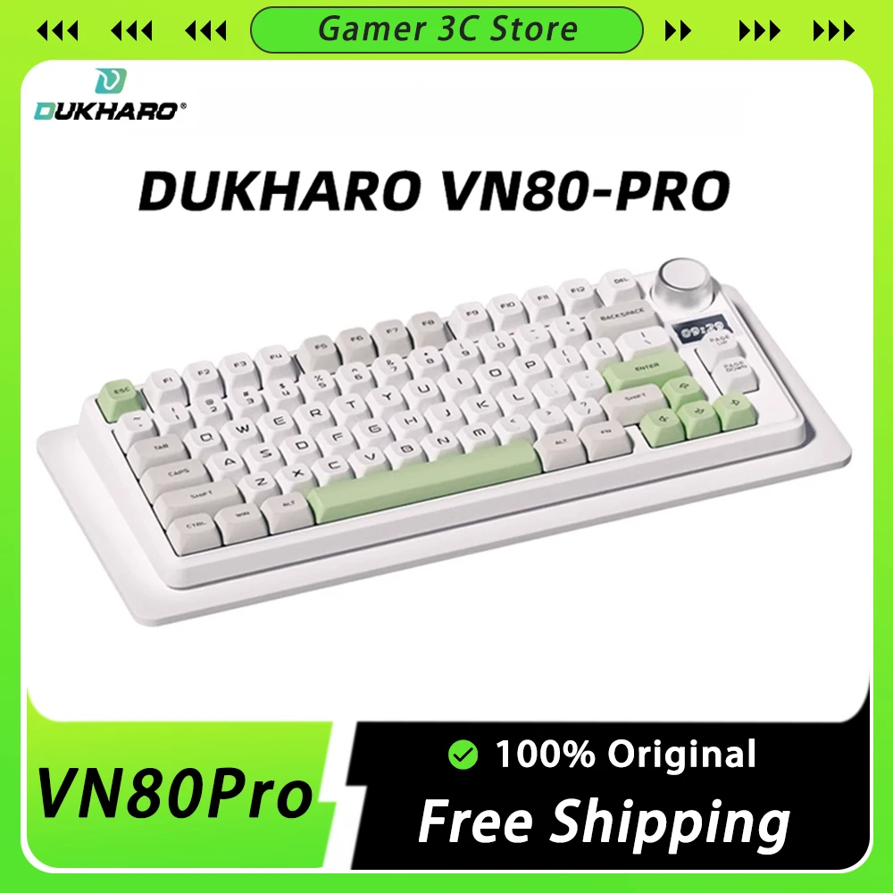 

DUKHARO VN80Pro Mechanical Keyboard DIY TFT Screen Multifunctional Knob Three Mode Gaming Keyboard Gasket Hot Swap Pc Gamer Mac