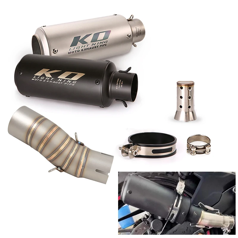

51MM For CFMOTO 450SR 450NK 2022-2024 Motorcycle Exhaust Mid Link Pipe Escape Muffler Stainless Steel Slip On With DB Killer