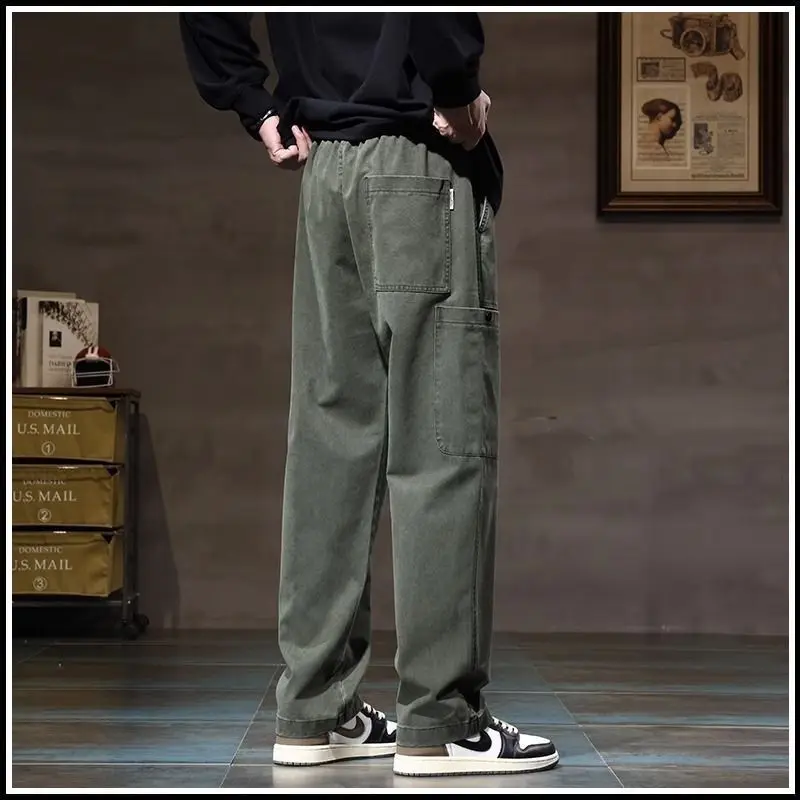 Spring Autumn Elegant Fashion Harajuku Slim Fit Ropa Hombre Loose All Match Casual Trousers Solid Straight Leg Wide Leg Pants