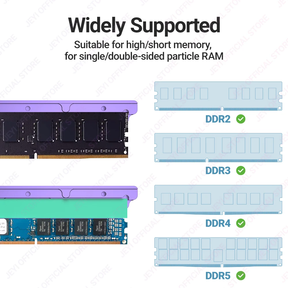 JEYI-메모리 RAM 히트싱크, 열 패드 포함, 데스크탑 RAM 쿨러 DDR 방사선 방산 PC DIY DDR2 DDR3 DDR4 DDR5