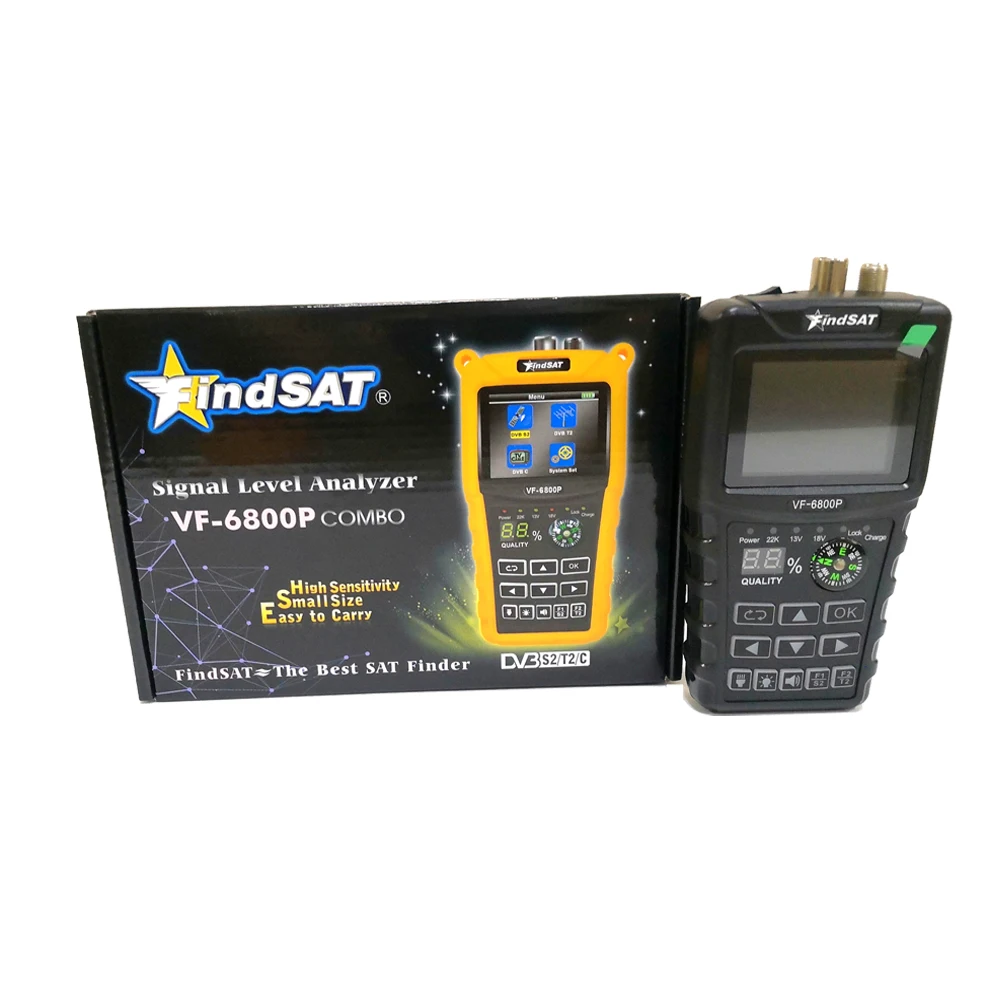 Findsat VF-6800P Digital Satellite Finder Combo Support DVB-T2/DVB S2/DVB C Sat Finder Meter For Satellite TV Receiver dvb