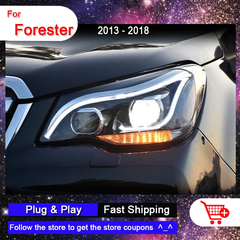 SUBARU Forester용 업그레이드된 자동차 헤드라이트, 2013 2018 LED DRL 전방 신호등, 바이 크세논 렌즈 프로젝터, 자동차 액세서리