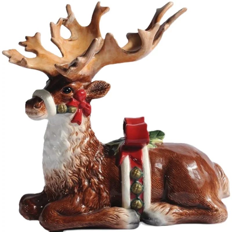 

Рождественские фарфоровые фигурки Милу, креативное керамическое украшение в виде животных, настольное украшение для гостиной, рождественский подарок, праздничный Декор