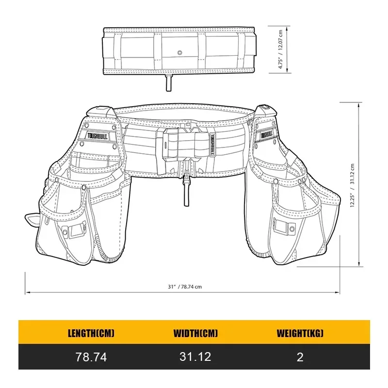ToughBuilt TB-CT-111-3P 3PC Tradesman Tool Belt Set Tools Packaging Bag 3