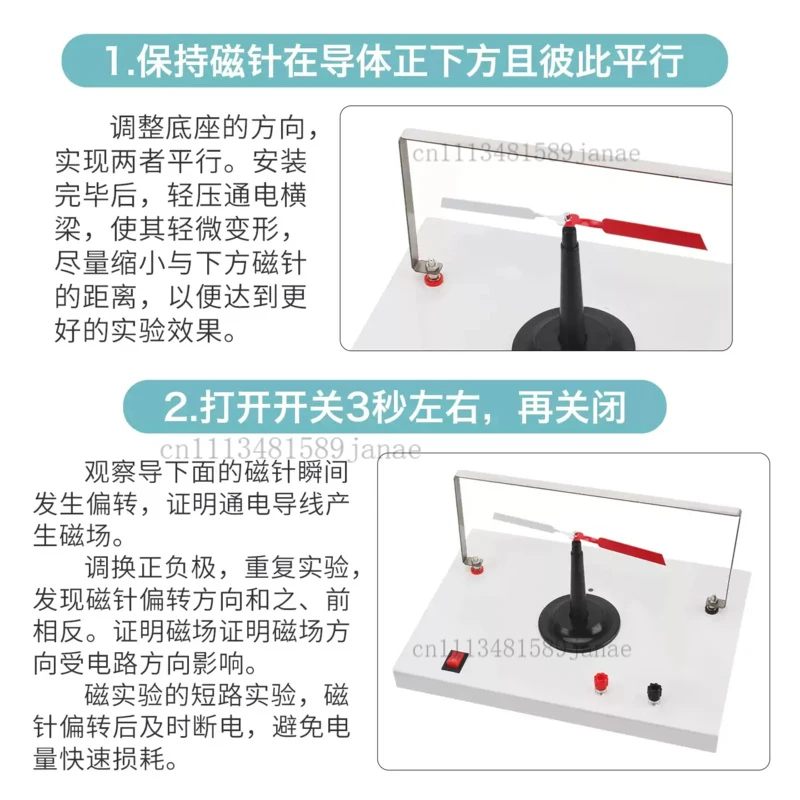 물리학과 전자기학에서 전류의 자기 효과를 보여주는 실험 시연 장치