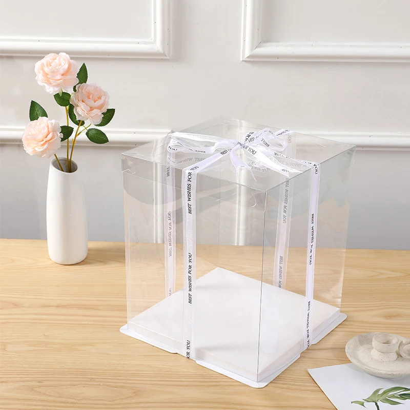 Clear Cake Box Transparent Gift Organizer, PVC and Paper Packaging for Birthday, Baby S... - SKU CCBT1219 - UGI Packaging