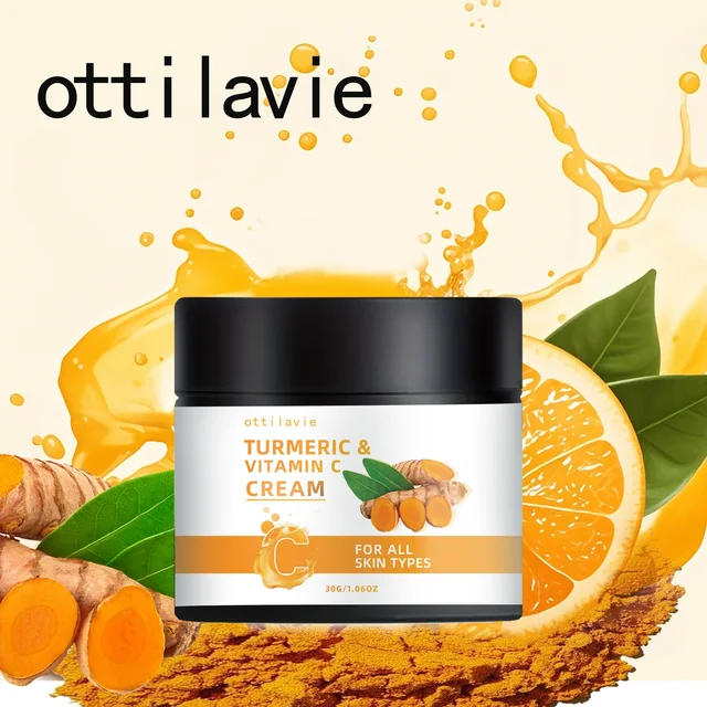 Crème au curcuma et à la vitamine C – Nutrition légère pour le visage et le cou, hydratation à absorption rapide, tous les types de peau 1