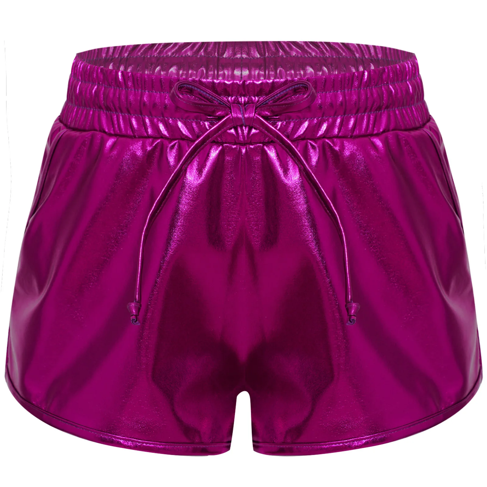 Metallisch glänzende Hip-Hop-Jazz-Tanz-Shorts für Mädchen, Kordelzug, elastischer Bund, Hotpants für Schule, Show, Cheerleading-Auftritt – Detail 15