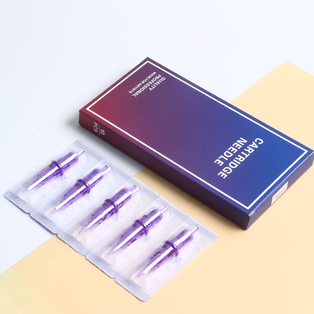 10pcs/Box Tattoo Needles Cartridge Disposable Sterilized Safety Needle RS/RL/RM/M1 With Membrane For Tattoo Rotary Machines 4