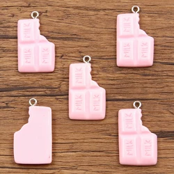 Set of 10 Colorful Resin Chocolate Charms for DIY Jewelry & Accessories (Pink)