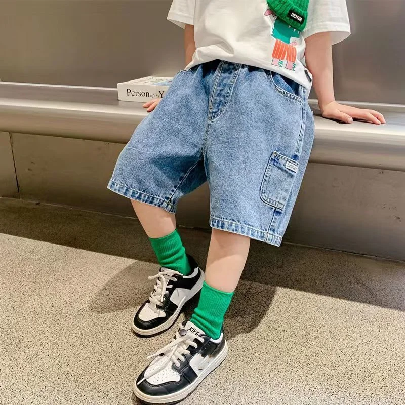 Boy's Short Jeans Children's Summer Loose Shorts Kids Wide-leg Denim Pants Teenager Boy 2-12 Years boys pants kids pants