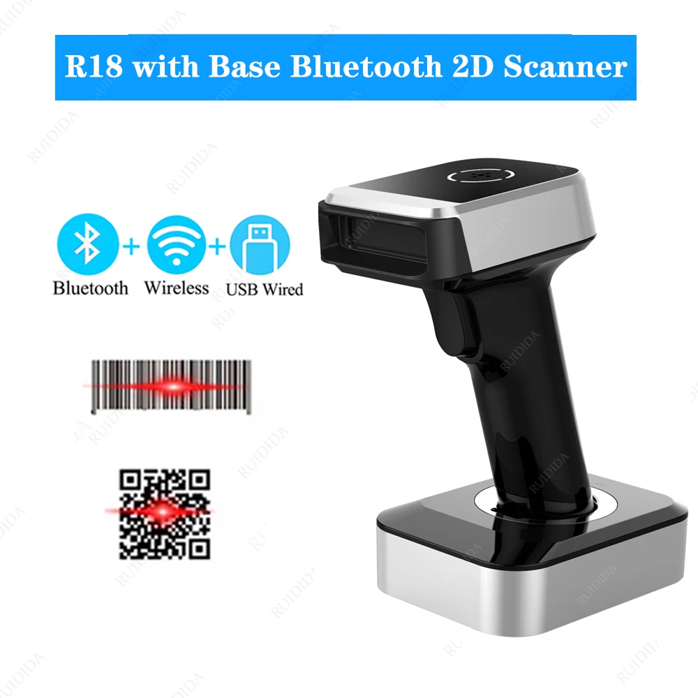 Wireless qr Scanner 2d Bluetooth Barcode Reader Handheld Portable code Scanner 1d Bar code Reading for qr code Data matrix code wireless scanner Scanners