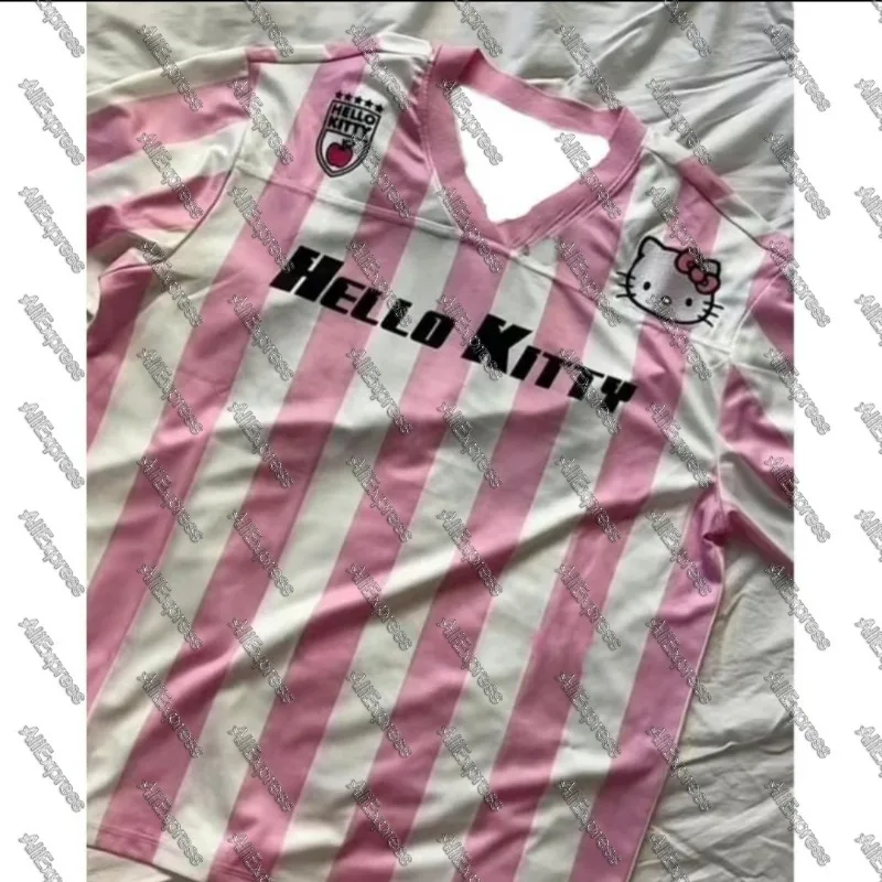 كارتون مرحبا كيتي ثلاثية الأبعاد تي شيرت مطبوع بأكمام قصيرة الصيف موضة الترفيه الرجال النساء التجفيف السريع تنفس كرة القدم جيرسي
