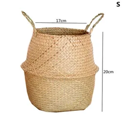 Natural Straw Woven Plant Basket - Decorative Indoor/Outdoor Planter Cover (S)