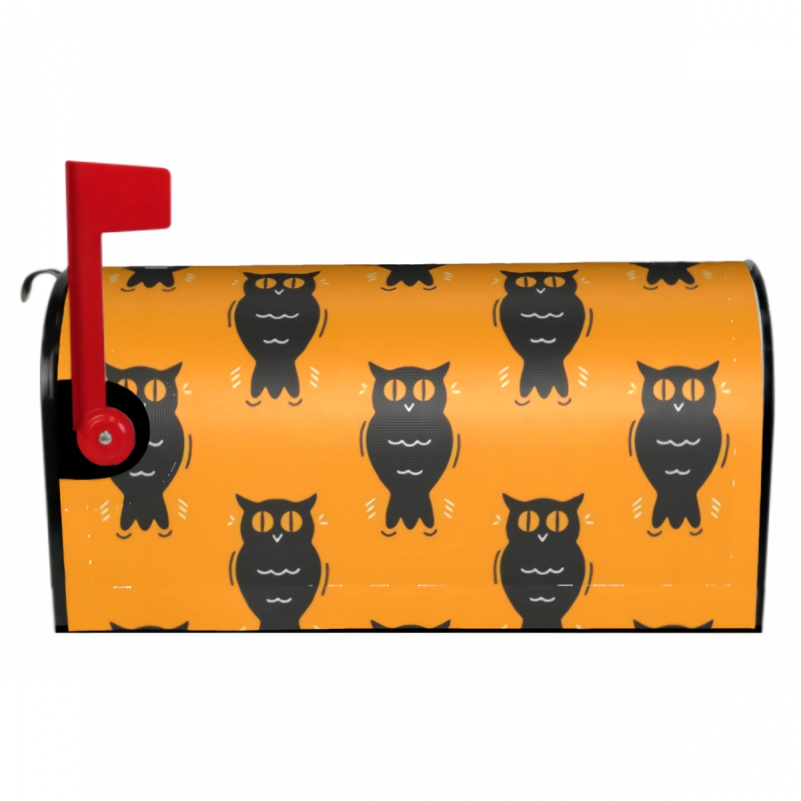 

Orange Halloween Mailbox Covers Magnetic Black Owls Decorative Mailboxes Wraps Post Letter Box Cover Standard Size 18x21 Inch