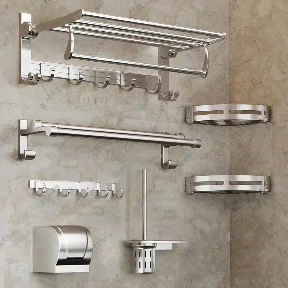 Towel Holder Dark Silver Aluminum Fold Hanger Wall 50-60CM Clothes Rack Shower Bar Rail Toilet Storage Shelf Bathroom Accessorie towel rack,towel holder