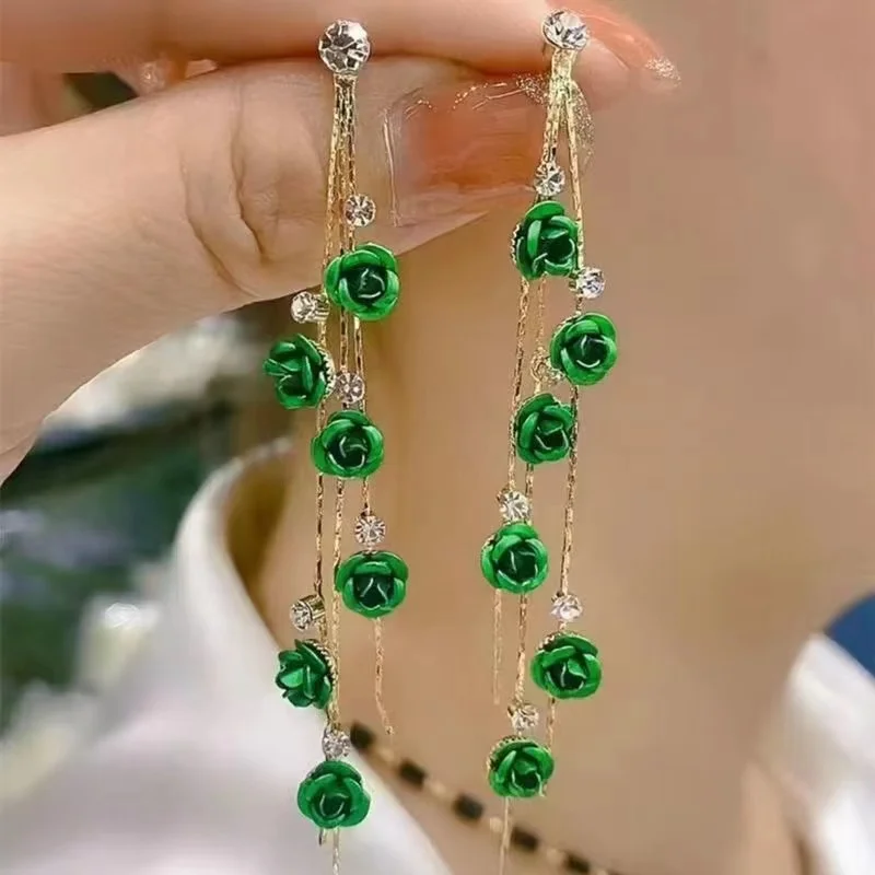 Rose Flower Dangle Earrings Women Jewelry
