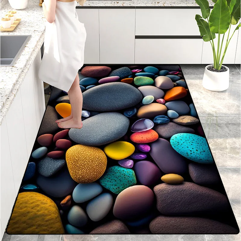 Creative Pebble Carpet Colorful Floor Mat Bathroom Door Mat Absorbent and Non slip Rugs Kitchen area rug