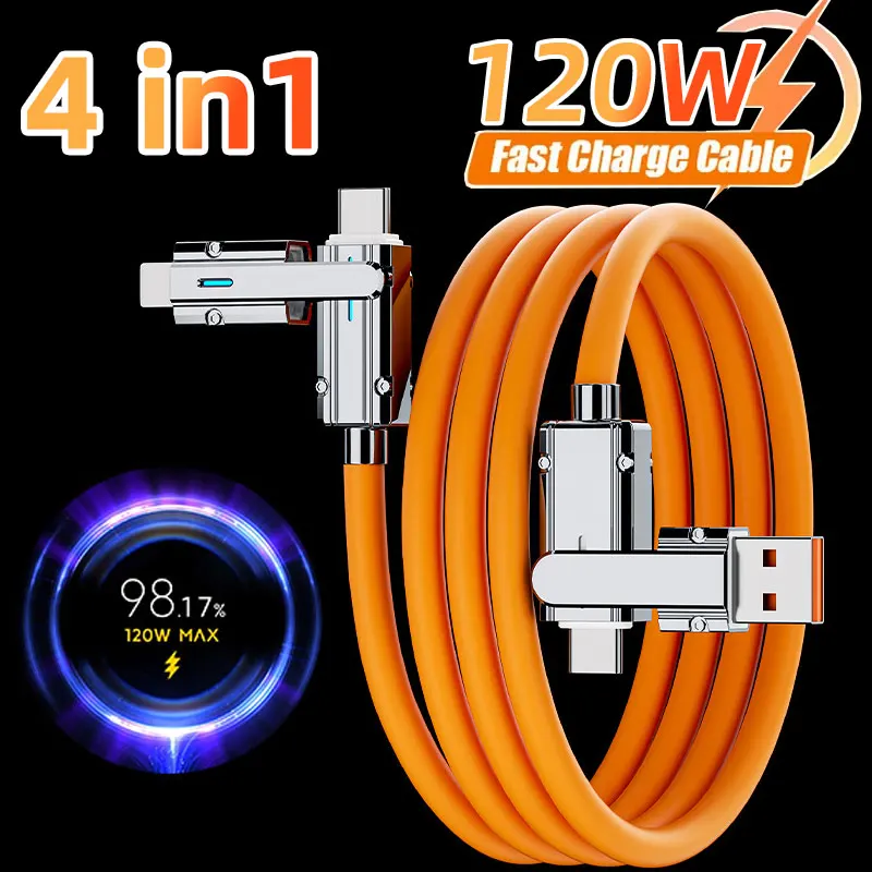 

USLION 4in1 120W Super Fast Charging Cable USB C To Type-C Lighning Charger Wire Data Cord For iPhone 15 14 Google Pixel Samsung