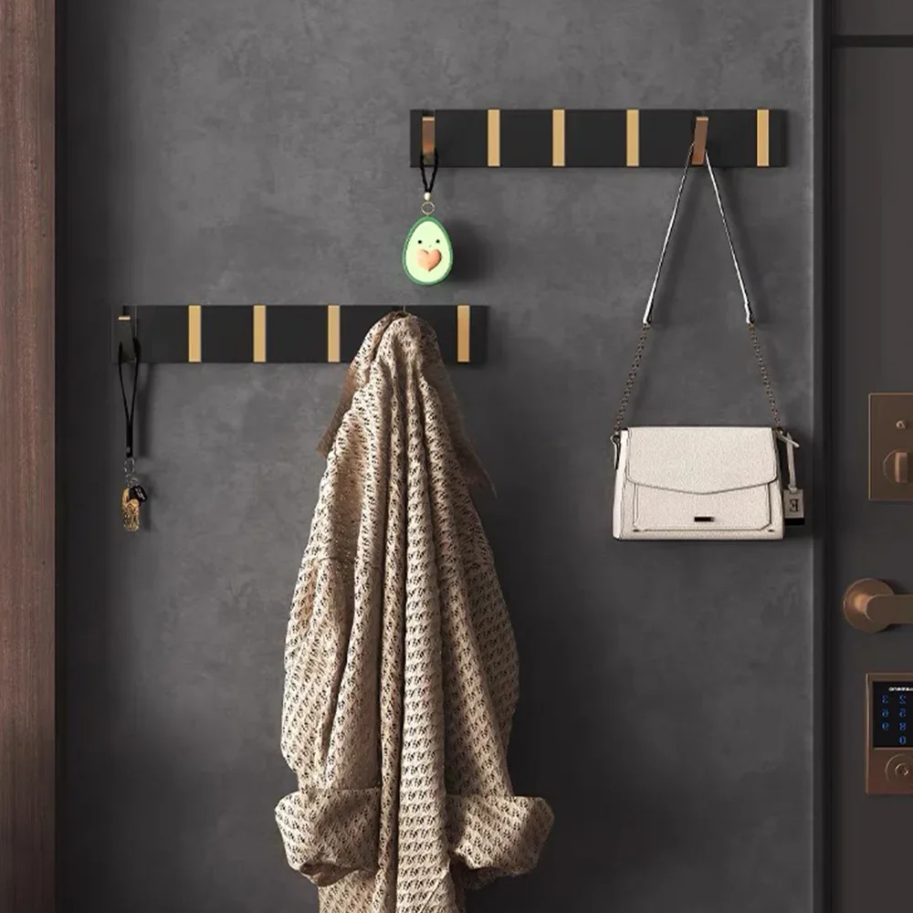 Folding Towel Hanger 2ways Installation Wall-mounted Hooks Coat Clothes Holder Folding Hook For Bathroom Kitchen Bedroom Hallway
