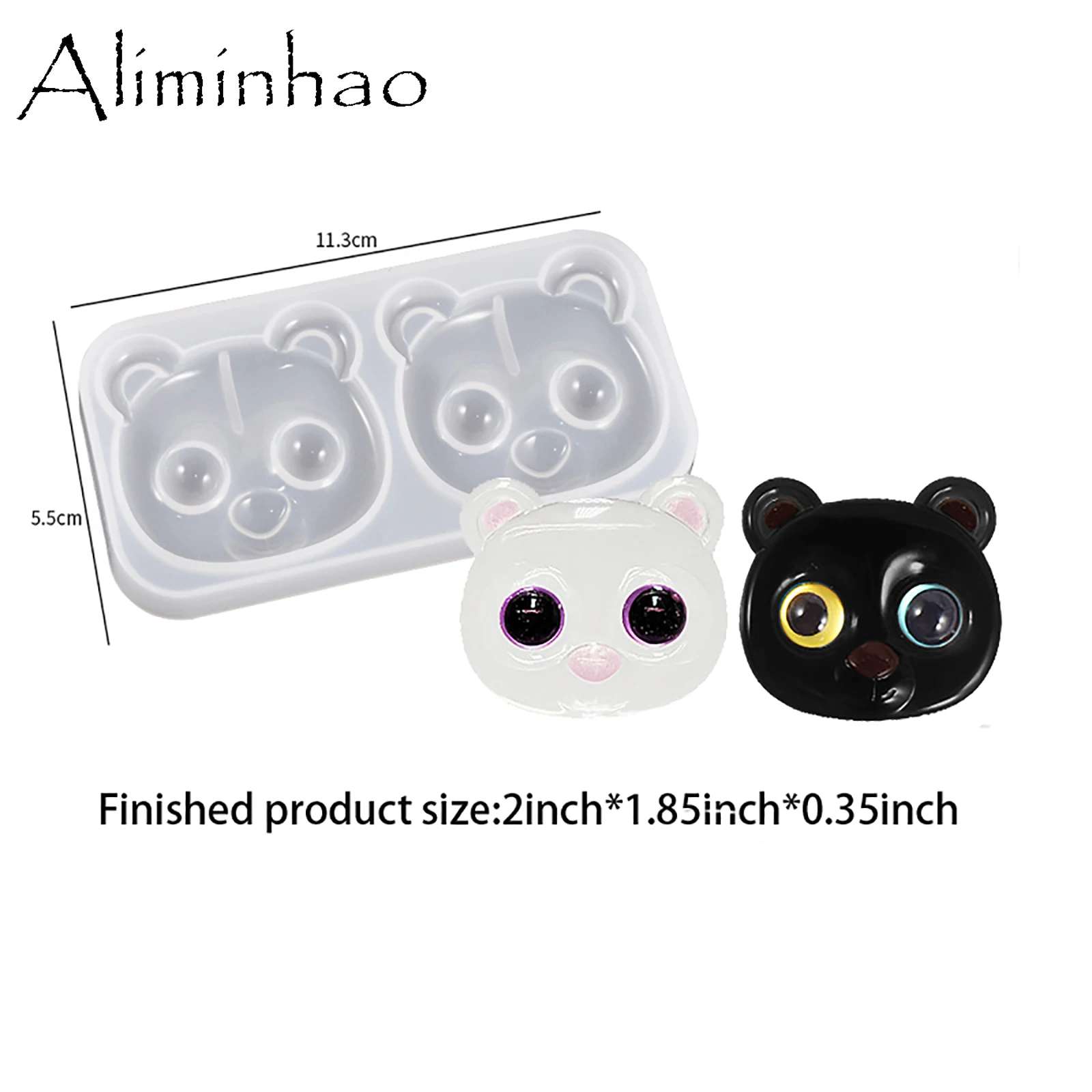 M0057 DIY Harz Telefon Griff Formen Bär Kaninchen Katze Kopf Silikon Form für Abzeichen Reel, Schokolade Fondant für Kuchen – Detail 3