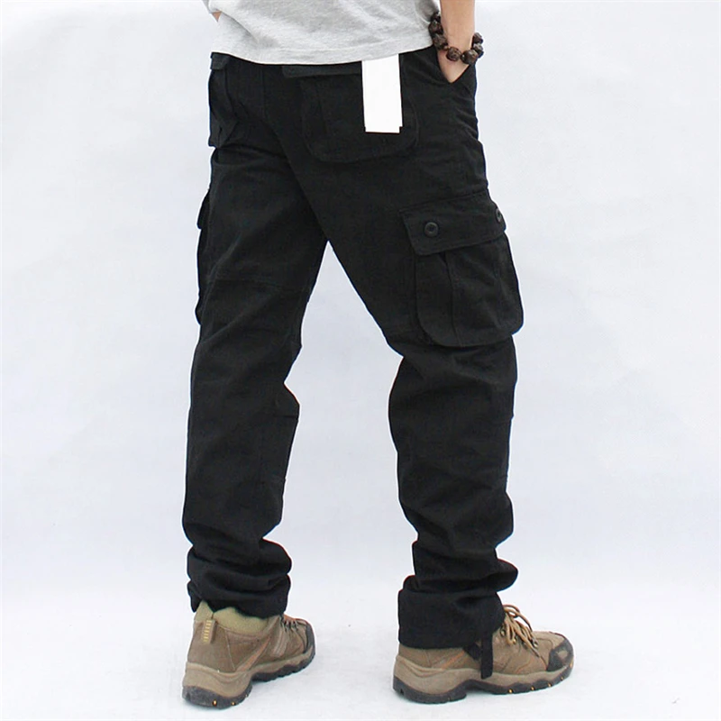 Men Cargo Pants Casual Cotton Multi Pockets Military Tactical Overalls Army Straight Slacks Long Plus Size 44