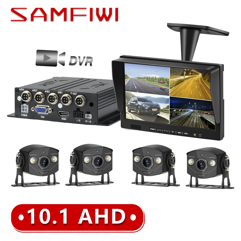Ahd 4ch Recorder Dvr 10.1 Inch Car Monitor Vehicle Truck Night Vision