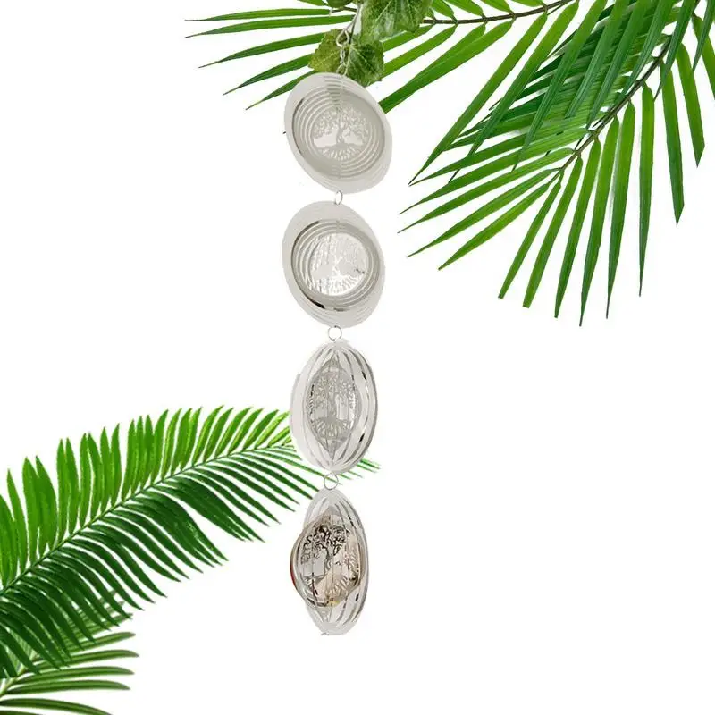 

Reflective Wind Chimes Hangings Wind Spinner Metal Pendant Stainless Steel Round Rotatable Windchime Pendant For Yard Balcony