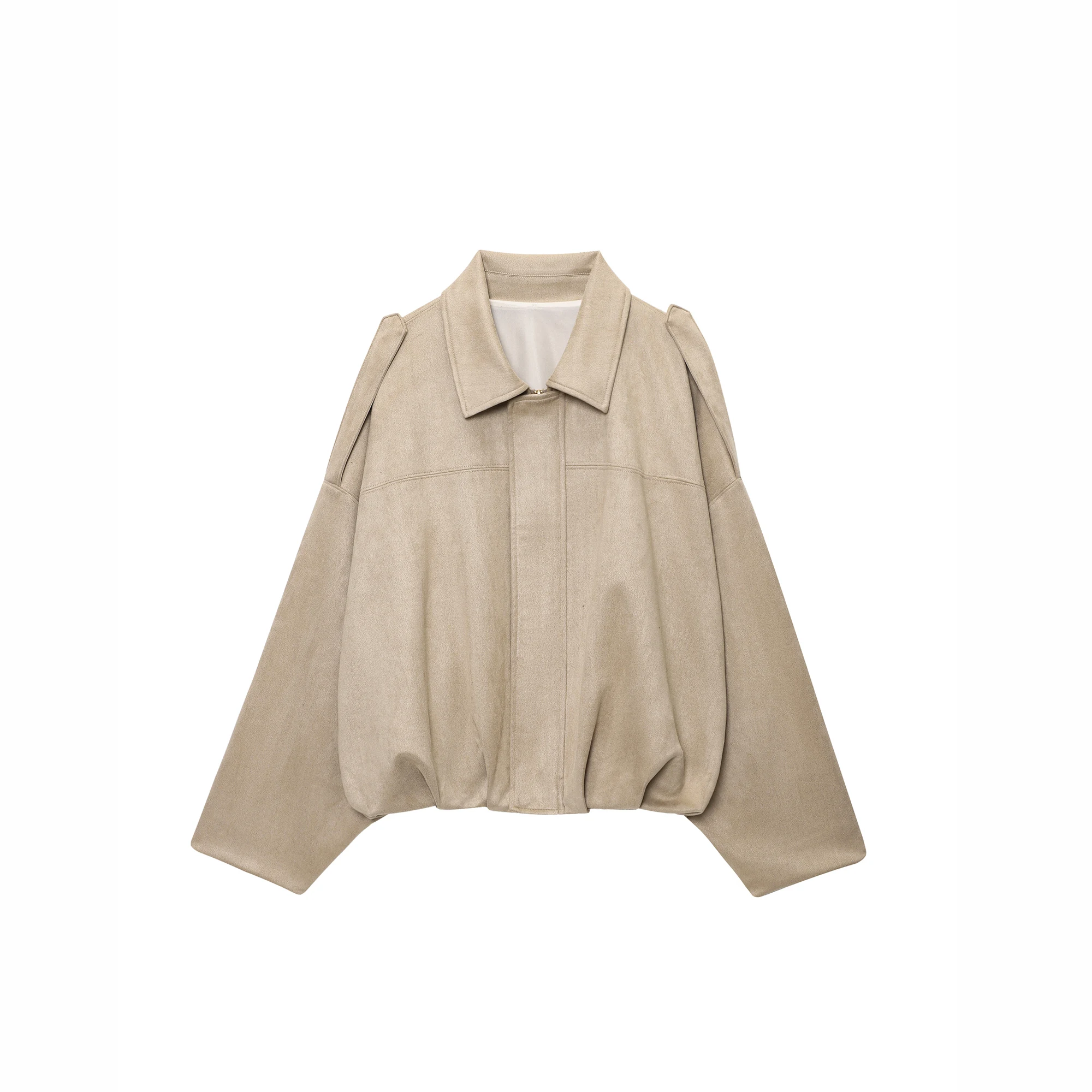 2025 Autumn New Lady Vintage Fashion Faux Suede Jacket For Women Long Sleeve Lapel Oversize Coat Casual Zipper Outwear