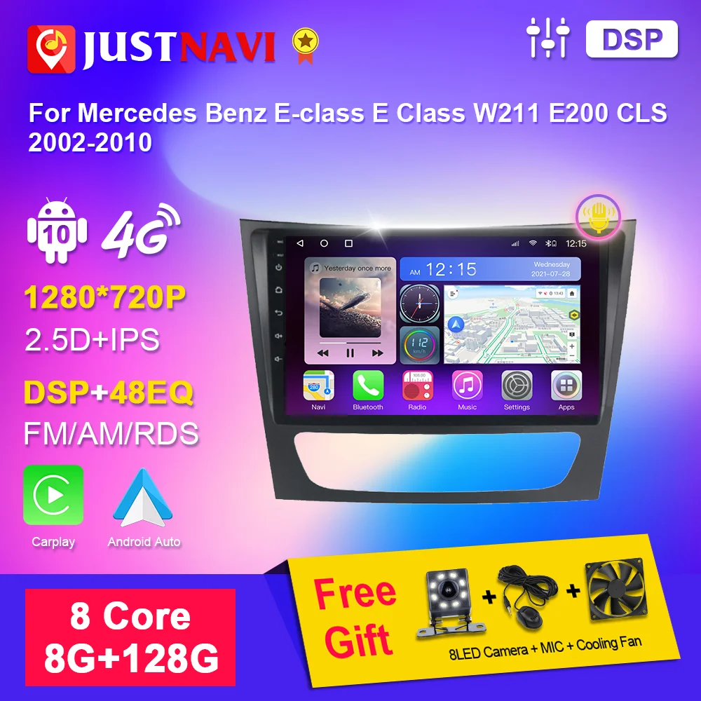 

JUSTNAVI For Mercedes Benz E-class E Class W211 E200 CLS 2002-2010 2Din Head Unit Car Radio Multimedia Video Player Android Auto