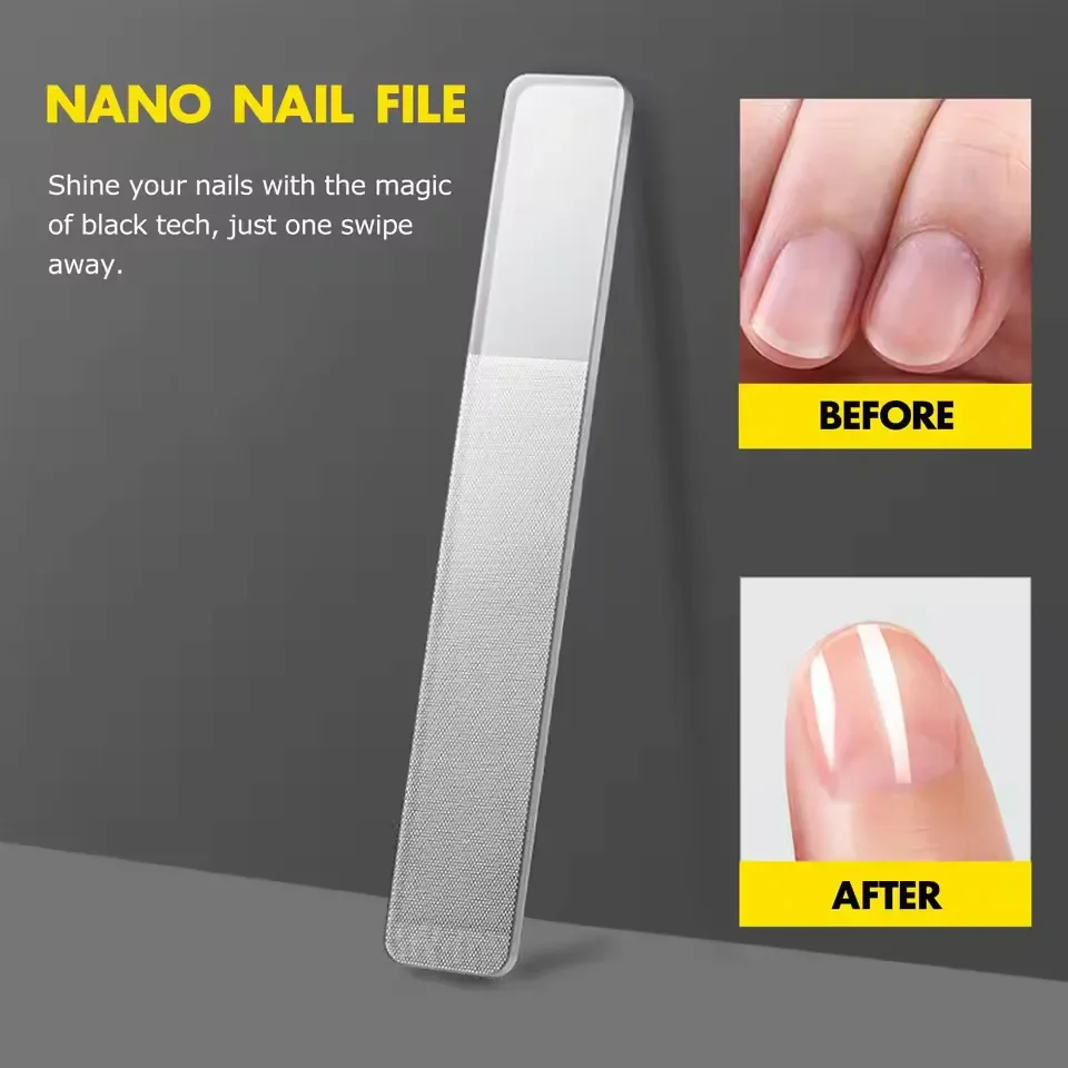 Glass Nail File for Natural Glass Nail Shiner 1/8Pcs Upgrade Nails Nano Nail Buffers Crystal Shine Polisher, Professional Manic