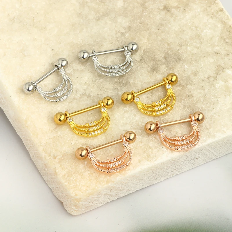 14G Nipple Rings for Women Surgical Stainless Steel Heart-Shape Nipple Piercing Jewelry Straight Barbell Nipple Rings Piercing J