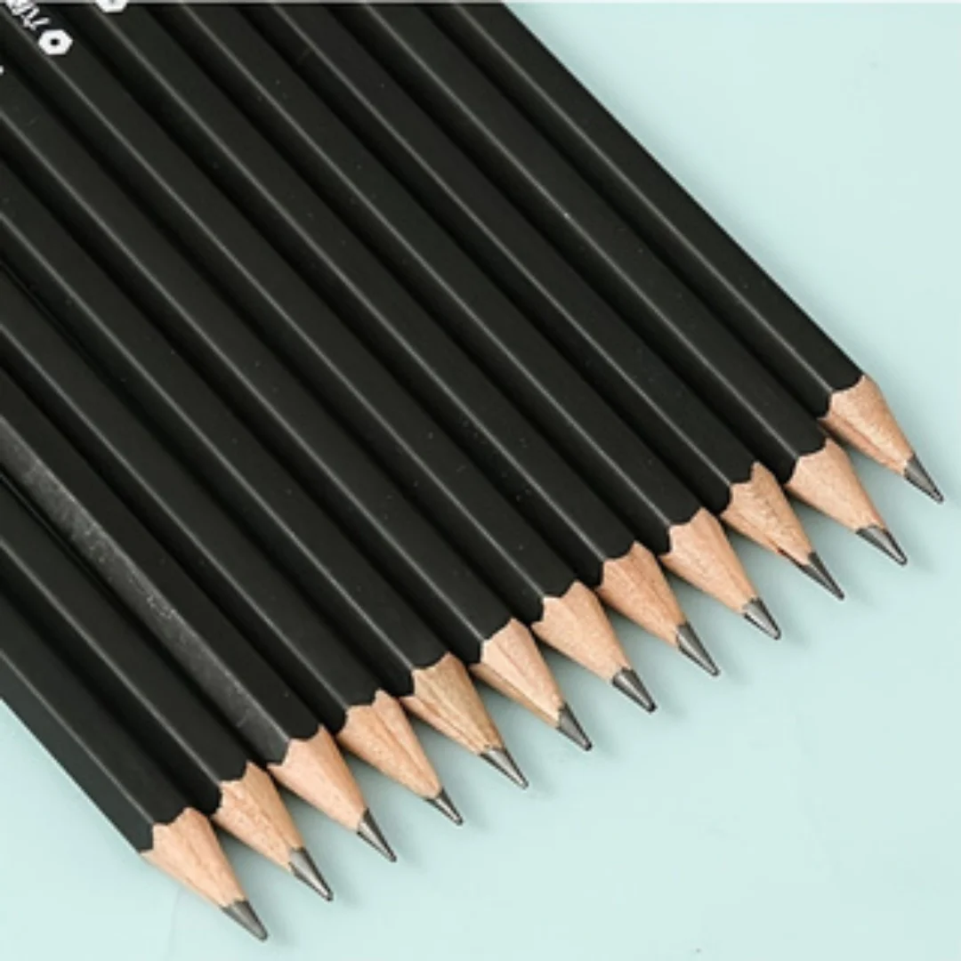 12 Pack 2B Pencils with Eraser Top, Basswood Black Barrel Pencils for Students Exam, Sketching & Office Writing - 4