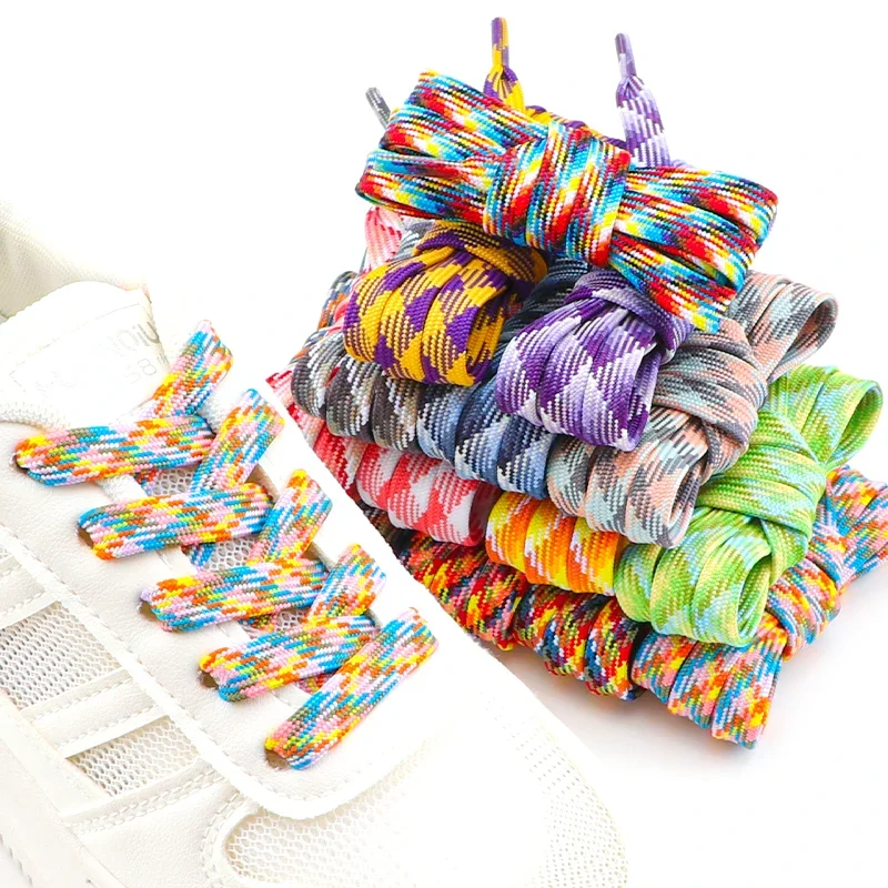

1 Pair Flat Shoelaces for Sneakers Rainbow Shoelace Colorful Striped Shoe Laces for Woman Man Width 1CM Length 100/120/140/160CM